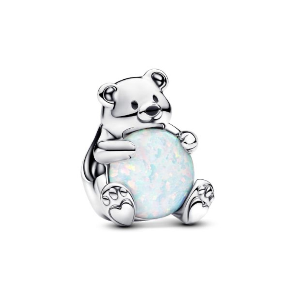 Pandora Polar Bear Charm Silver Bear for bracelet with Iridescent Stone